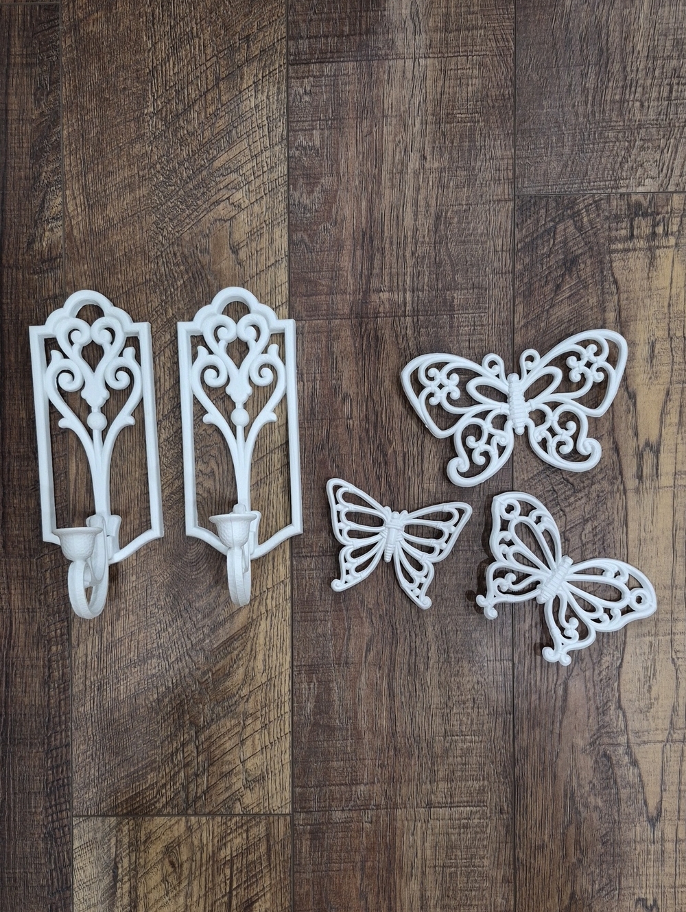 Vintage Home Interior Faux Wicker Rattan Wall Set Sconces Butterfly Cottagecore